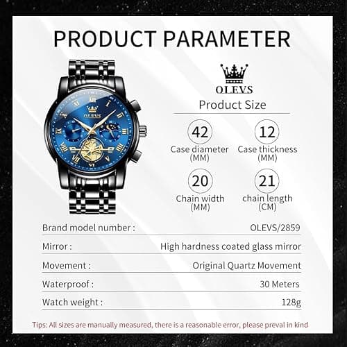 OLEVS Watches Men Waterproof Luxury Big Face Mens Watch Stainless Steel Quartz Analog Dress Watches for Men Luminous Multifunction Man Watch Relojes De Hombre thumbnail 4