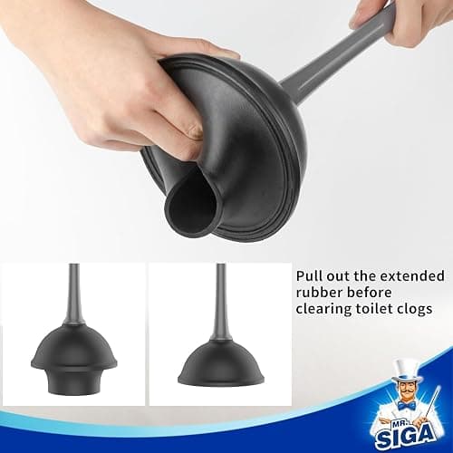 MR.SIGA Toilet Plunger and Bowl Brush Combo for Bathroom Cleaning, Gray, 2 Sets thumbnail 4
