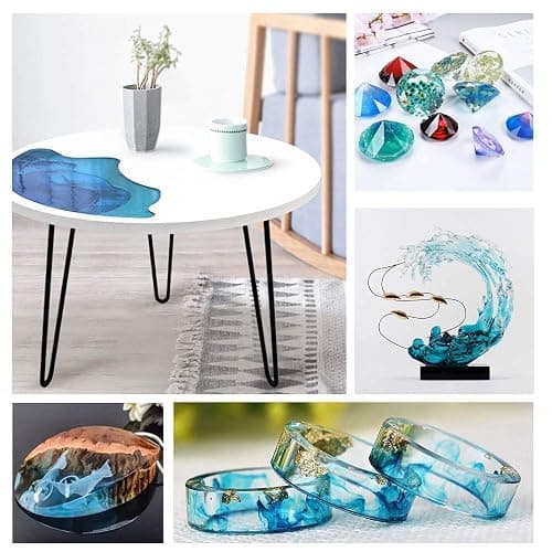 Epoxy Resin Crystal Clear Kit for Art, Jewelry, Crafts, Coating- 16 OZ Including 8OZ Resin and 8OZ Hardener | Bonus 4 pcs Measuring Cups, 3pcs Sticks, 1 Pair Rubber Gloves by Puduo thumbnail 6