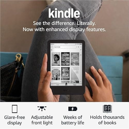 Amazon Kindle 16 GB (newest model) - Lightest and most compact Kindle, now with faster page turns, and higher contrast ratio, for an enhanced reading experience - Black thumbnail 8