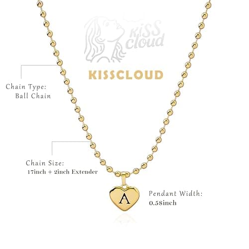 KISSCLOUD Heart Initial Necklaces for Women 14K Gold Silver Dainty Letter Charm Necklace Cute Bubble Personalized Name Pendant Ball Chain Necklace Non Tarnish Trendy Jewelry Gift thumbnail 5