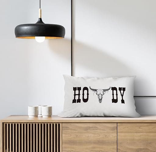 huester Western Pillow Covers 12x20, Western Throw Pillows Cases, Cow Skull Howdy Sign Pillows Decorative Throw Pillows Cover, Western Cow Bull Skull Home Bedroom Living Room House Decor thumbnail 4