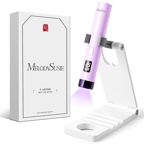 MelodySusie Handheld UV Light for Gel Nails with Stand, Mini Portable Cordless Nail Lamp with LCD Display, Eye-Protective Cover, Flash Curing for Glue, Purple - Image 1