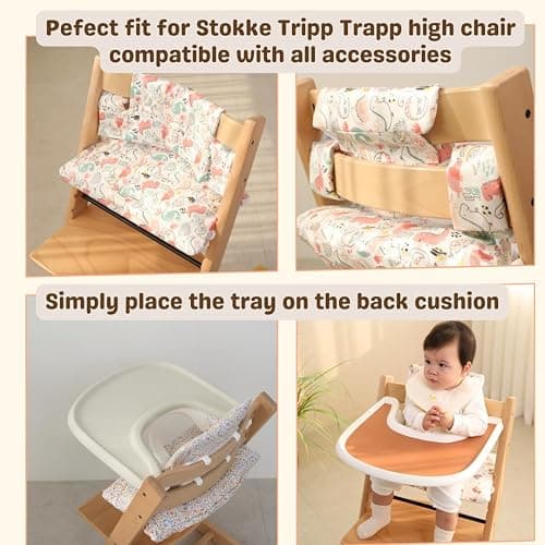 Gembebe Waterproof Cotton Cushion Set, Stokke Tripp Trapp Compatible, 100% Cotton, Flower Garden, 12.0x16.5 inches, 49.5 Counts thumbnail 3
