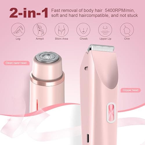 CheckSimple 2025 New Bikini Trimmer for Women,Dermave Bikini Shaver,2-in-1 Electric Razors for Women(Pink) thumbnail 2