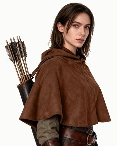 L'VOW Medieval Cowl Hooded Cape Renaissance Short Cloak with Hood for Women Men Halloween Cosplay Costume thumbnail 5