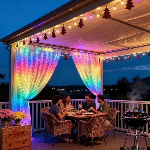 300LED Fairy Curtain Lights, 9.8x9.8Ft Warm White USB Plug in 8 Modes & Timer Christmas String Hanging Lights with Remote for Bedroom Indoor Outdoor Weddings Party Wall Decorations(rainbow) thumbnail 6