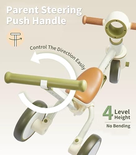 LOL-FUN Tricycle for Toddlers 1-3 Baby Balance Bike 1 2 Year Old Boys Girls Ride on Toy with Parent Steering Push Handle & Removable Pedal thumbnail 6
