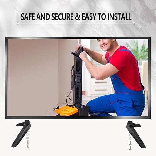 Universal TV Base Stand with Screws and Instruction, Table Top TV Stand Legs, Black TV Replacement Legs for Most 32 40 49 50 55 Inch TCL Roku Smart TV (B) thumbnail 3