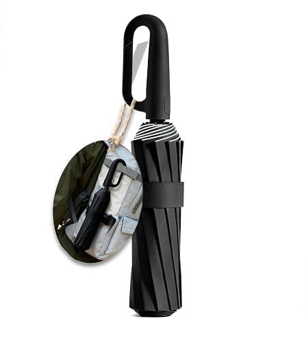 MRTLLOA Travel Essentials Ring Handle Umbrella, Windproof for SUN/UV and Rain with Reflective Stripe, Compact Folding Backpack Umbrella for Women Men, 10 Ribs thumbnail 8