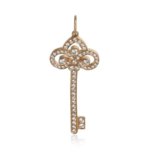 Tiffany & Co., Pre-Loved Fluer De Lis Pendant Necklace, Rose Gold, Diamond, 37 mm thumbnail 3