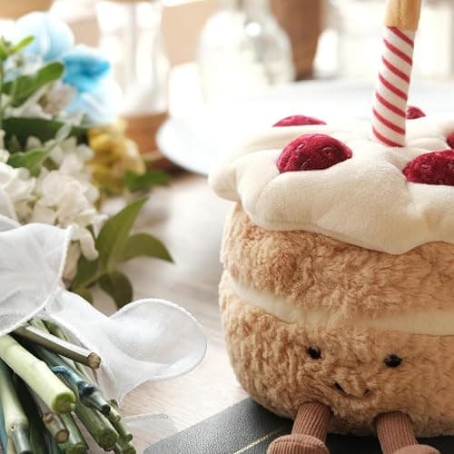 MUALML Birthday Cake Plush, 7.9" Cute Birthday Stuffed Animal for Girls, Funny Food Plushie, Soft Cake Toy Gift for Kids thumbnail 2