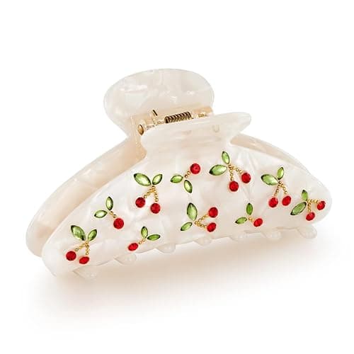 LILIE&WHITE Acrylic Hair Clips Claws For Women With The Rhinestone Pattern In Red Cherry Shape Hair Clip For Thick Hair Hair clips for styling sectioning 1PC - Image 1