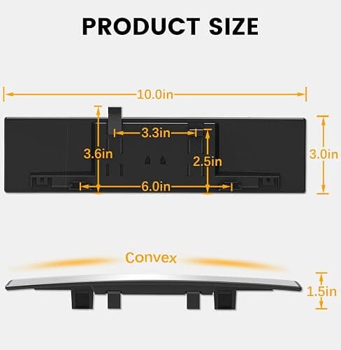HmmtyRack Rear View Mirror, Chrome Anti-glare Panoramic Rear Mirrors Universal 10 Inch Convex Car Interior Clip on Extra Big Wide Angle Rearview Mirror Extender to Reduce Blind Spot for Car SUV thumbnail 7