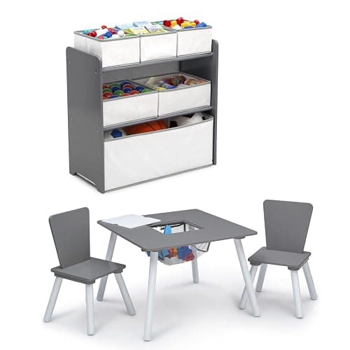 Delta Children 4-Piece Toddler Playroom Set, Grey/White - Image 1