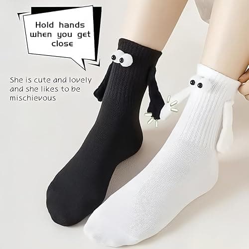 2 Pairs Magnetic Holding Hands Socks Funny Couple Gifts, Best Friend, Engagement, Anniversary, Teens Gag Cute Weird Stuff thumbnail 5