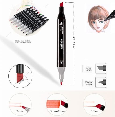 ARTHEHE 168 Colors Markers Pens, Permanent Art Marker Pens for Kids and Adults, Double Tipped Graphic Marker Pen for Manga/Anime/Illustrations(168 Pcs) thumbnail 2
