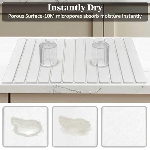Extral Large Stone Dish Drying Mats for Kitchen Counter, 28"(L)×16"(W) Quick Dry Dish Drying Mat, Collapsible Eco-Friendly Absorbent Diatomaceous Earth Mat for Dishes Cups, Match Any Countertop thumbnail 4