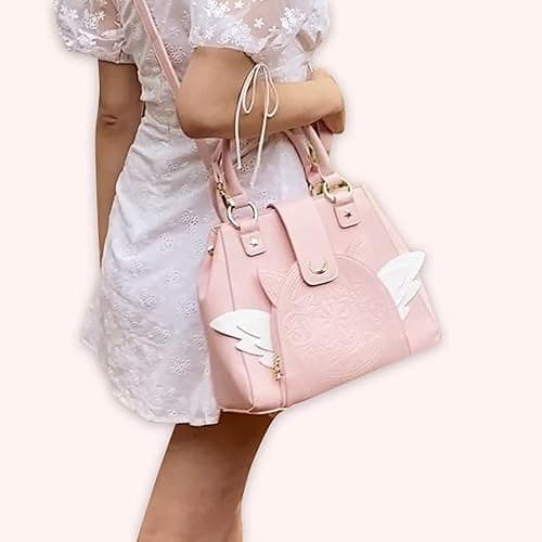 BelugaDesign Sakura Purse | Cute Pastel Pink Kawaii Girls Women Crossbody Shoulder Bag | Princess Cardcaptor Moon Anime Heart Wing Handbag | Faux Leather Vegan Birthday Gift with Straps and Pockets thumbnail 3