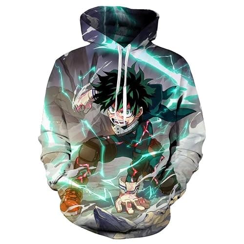 CHLOBLOM Adult Deku Hoodies Cosplay Costume Shoto Novelty Pullover Sweatshirt - Image 1