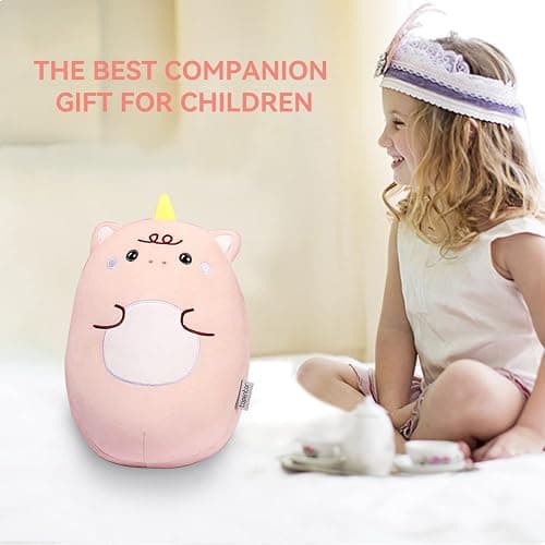 stocaggio Kids Travel Pillow - 2-in-1 Deformable Kids Neck Pillow for Traveling, Soft U-Shaped Pillow with Adorable Animal Design, Comfy Sleep and Play, Ideal for Airplanes and Cars - Pink Unicorn thumbnail 3