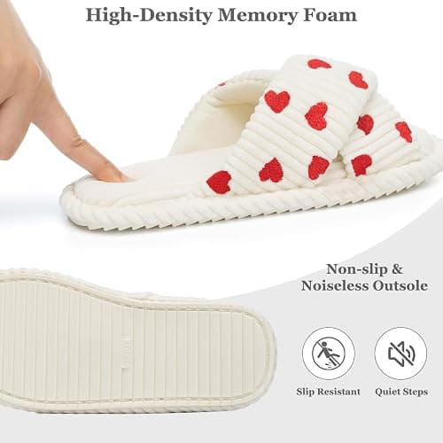 GOEWY Slippers for Women Memory Foam House Bedroom Corduroy Crossbands Open Toe Slides Sandals Shoes Comfy Trendy Gift for womens Anti-Skid sole thumbnail 4