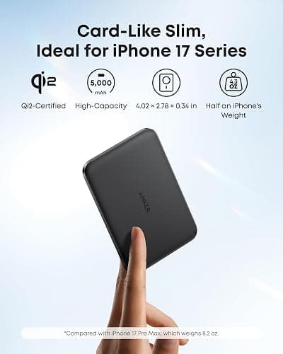 Anker Nano Power Bank, Ultra-Slim 5,000mAh Magnetic Battery Pack, Qi2 Certified 15W Max Ultra-Fast MagSafe-Compatible Portable Charger, Ergonomic Design, for iPhone Air/17/16/15 Series thumbnail 3