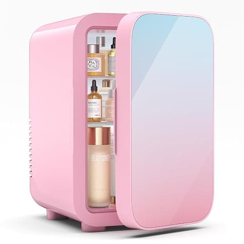BEICHEN Mini Fridge, 6 Liter/8 Can Skincare Fridge, 110V AC/DC Portable Thermoelectric Cooler & Warmer for Skin Care, Cosmetics, Beverage, Food, Great for Bedroom, Office, Dorm (Pink) - Image 1
