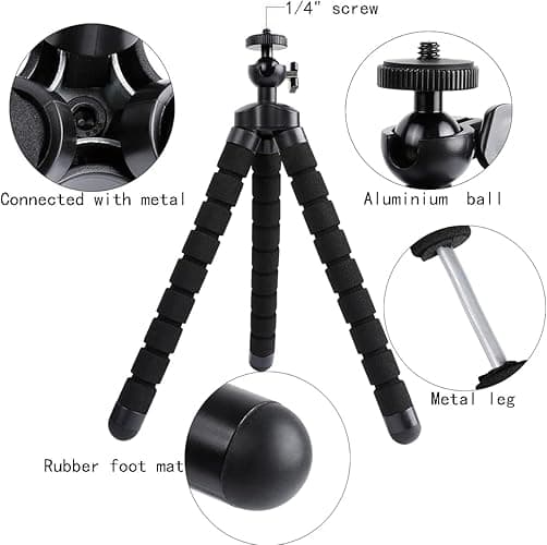 Acuvar Flexible Phone Tripod Universal Smartphone Tripod Stand Portable Lightweight Mini Stabilizer with Adjustable Phone Mount Holder for iPhone Android Camera Vlogging ContentCreation TikTok&YouTube thumbnail 7