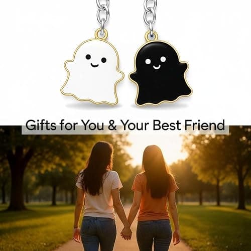 OXIHOUSE&CO- Best Friend Ghost Keychain Set for Women, Cute Funny BFF Gifts with Card – Long Distance Friendship, Birthday, Halloween, Christmas Presents for 2 thumbnail 5