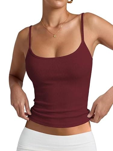 Cuptacc Tank Top Damen Eckiger Ausschnitt Cami Gerippt Spaghetti Tshirt | 46%Baumwolle|Eckiger Ausschnitt|Gerippt|Slim Fit|Verstellbarer Spaghettiträger|Stretch|Basic|Atmungsaktiv|Einfarbig|Women thumbnail 2