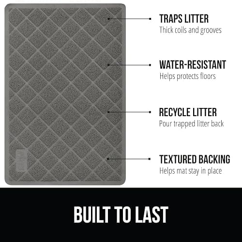 GORILLA GRIP Cat Litter Box Mat, 35x23, Water Resistant, US Designed Kitty Litter Trapping Mats, Easy to Clean, Scatter Control, Less Mess and Clean Floors, Kitten Supplies for Indoor Cats, Gray thumbnail 2