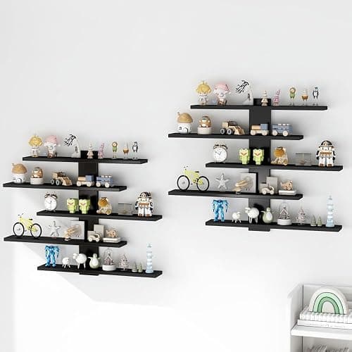 HUHUJIA 5-Tier Trinket Shelf, Wall Display Shelf for Collectibles (White) | Trinket shelves, Display shelves for collectibles, Floating wall shelves for trinkets,Wall decor living room thumbnail 5