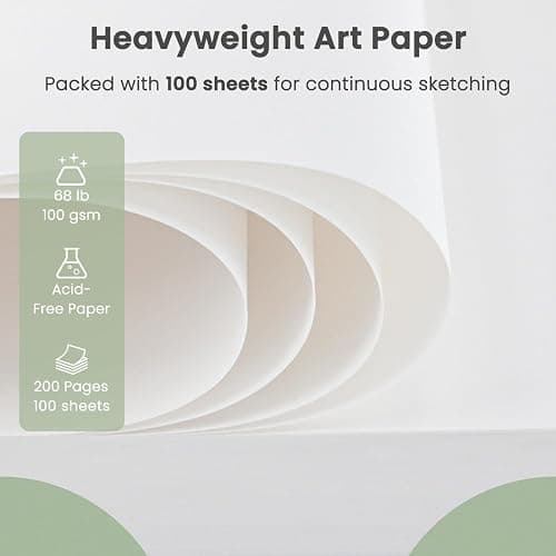 Cewei 9x12 Drawing Paper Pad, 100 Sheets Spiral Bound Sketchbook, 68lb/100gsm White Drawing Paper for Kids Ages 4-8, Art Supplies for Kids 9-12 & Christmas Gifts for Grandkids. thumbnail 3