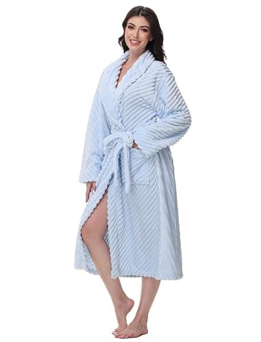 Yurhap Premium Robes for Women - Super Soft Cozy Fleece Womens Robe Plush Long Bathrobe thumbnail 7