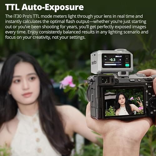 Godox iT30 Pro C iT30Pro C iT30ProC iT30Pro-C Mini Flash for Canon Camera, TTL Auto-Exposure, HSS 1/8000 Seconds, 2.4G Wireless Xsystem, 2.8" Full-Color Touchscreen, Lithium Battery (Black) thumbnail 2