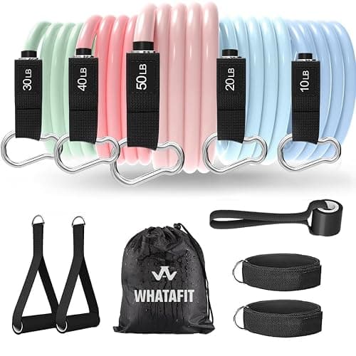 WHATAFIT Resistance Bands, Exercise Bands,Resistance Bands for Working Out, Work Out Bands with Handles for Men and Women Fitness, Strength Training Home Gym Equipment - Image 1