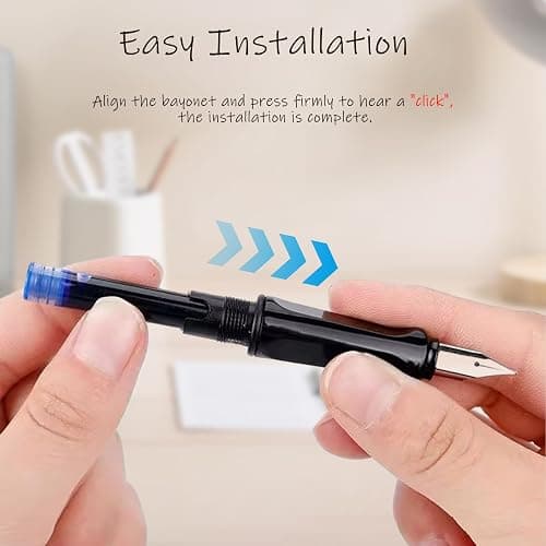 Zalantan Blue Ink Cartridge for Fountain Pen Ink Cartridge Refillable Business Writing Pens Disposable Ink Pen Refills 3.4 mm Bore Diamete Set of 60 Refill thumbnail 3