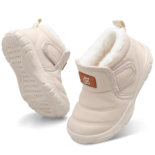 QFH Baby Boys Girls Winter Warm Shoes Cozy Fleece Snow Boots Toddler Non-Slip Walking Shoes Infant Outdoor Water Resistance Faux Fur Booties - Image 1