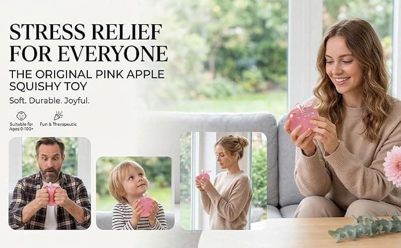 Stress Apple Squishy Balls,Maltose Filled Squeeze Toys for Sensory Play，Sensory Fidget Toys for Adults (Pink) thumbnail 9