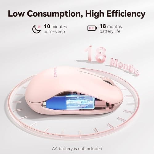 TECKNET Wireless Mouse for Laptop, 2.4G Silent Mouse Quiet Click, Small Portable Computer Mouse, 5 DPI Levels, Cordless Mice for PC, Chromebook, Mac - Pink thumbnail 6