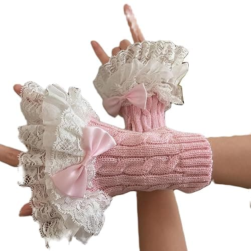 Baynoyia Lolita Mesh Lace Fingerless Gloves Women Gothic Bowtie Arm Sleeves Y2K Tulle Long Gloves Bridal Prom Wrist Cuff - Image 1