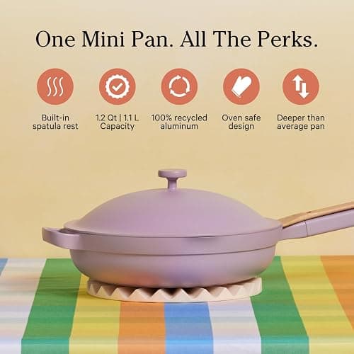 Our Place Mini Always Pan | 8.5" Ceramic Pan with Modular Lid & Beechwood Spatula | Patented 10-in-1 Nonstick, Non-Toxic Cookware Made Without PFAS | Induction & Oven-Safe up to 450°F | Lavender thumbnail 2