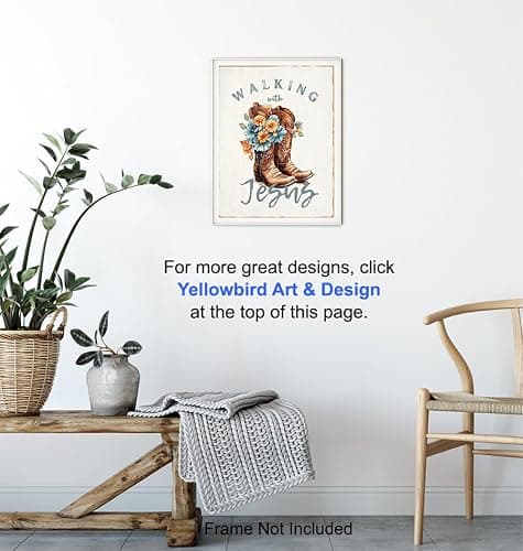 Country Decor Christian Wall Decor - Shabby chic Inspirational Wall Decor - Cowgirl Farmhouse Wall Art - Boho Art Print, Religious Gifts for Women - spiritual Jesus Decor, positive Quotes thumbnail 5