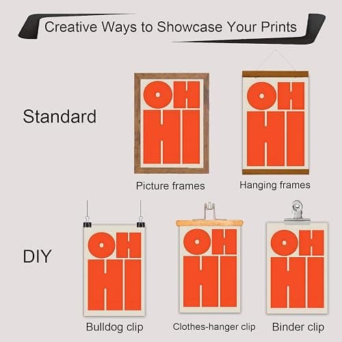 Orange OHHI Poster, Modern Bold Type Canvas, Trendy OH HI Wall Art, Typography Gallery Picture Prints for Aesthetic Bedroom Living Room Decor 08x12 in Unframed thumbnail 6