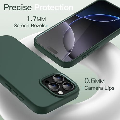 JETech Liquid Silicone Case for iPhone 16 Pro 6.3-Inch, Silky Soft Touch Full-Body Protective Phone Case, Anti-Scratch Shockproof Cover with Microfiber Lining (Midnight Green) thumbnail 5