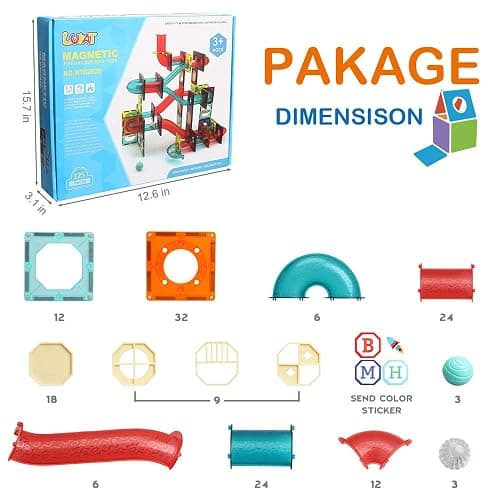 Magnetic Tiles,125 Piece Pipe Magnetic Blocks for Toddlers, 3D Clear Magnets Toys, STEM Toy Children Magnetic Tiles Building Set for Kids Boys Girls Age 3 4 5 6 Year Old 3 thumbnail 3