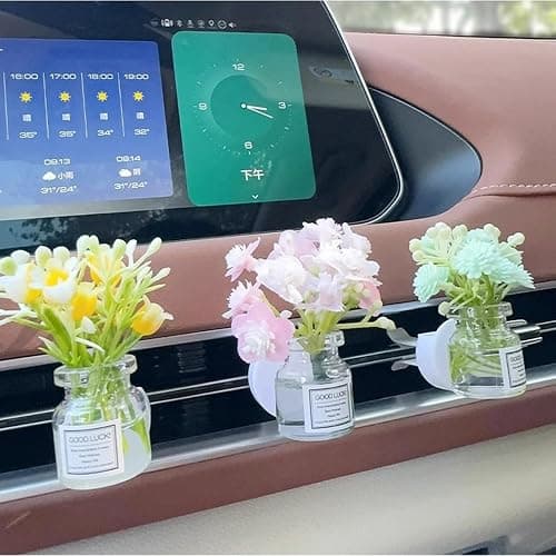 Set of 4 Cute Flower Bouquet Car Air Freshener Vent Clips, Mini Artificial Flowers for Car Air Vent Decoration, Auto Interior Dashboard Ornament Accessories thumbnail 4
