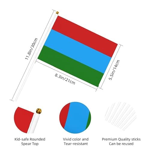 Karelia Flag Small Hand Held Flags, Mini Flags On Stick For Party Team Activities Parades Holiday Decoration 10 Pack thumbnail 3
