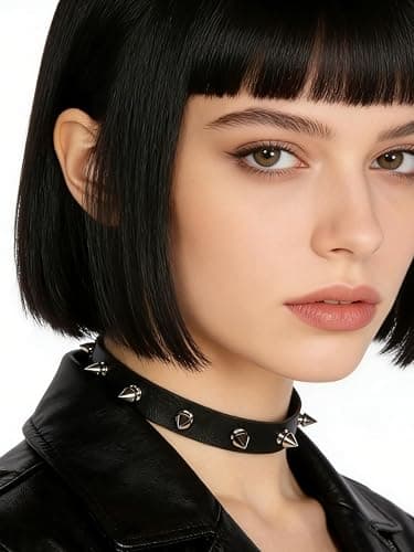 Hanfluenve Punk Leather Choker Collar Vintage Goth Necklace Black Collar Chokers Cosplay Rock Neck Adjustable Buckle Choker Leather Collars for Women Men thumbnail 3